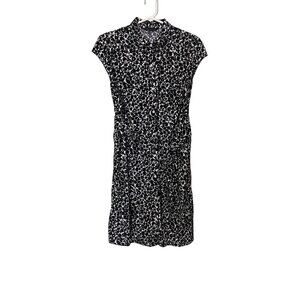 Tommy Hilfiger Shirt Dress Medium Button Front Above Knee Black and White Mini‎